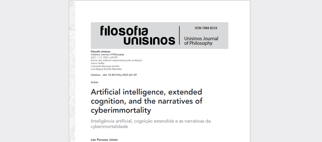 Léo Peruzzo publica artigo sobre inteligência artificial e cognição estendida na Revista de Filosofia Unisinos